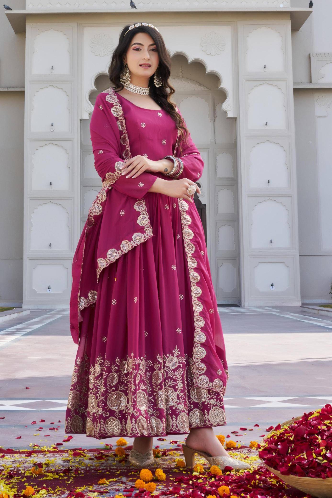 Launching New Festival Ram-0153 Georgette Pink Wholesale best lehengha choli supplier in india